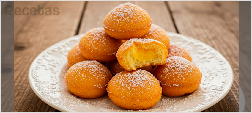 Sueños fritos esponjosos y dulces